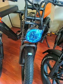 Open box moped style ebike brown leather