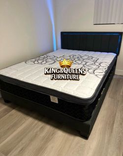 New Queen bed frame with mattress