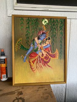 Radha Krishna Framed Painting on Canvas