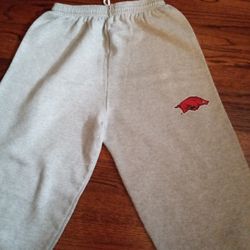 ARKANSAS RAZORBACKS WOMEN'S JOGGERS SWEATPANTS size M  Light Grey Color drawstring Waist. ( New No Box No Tickets )