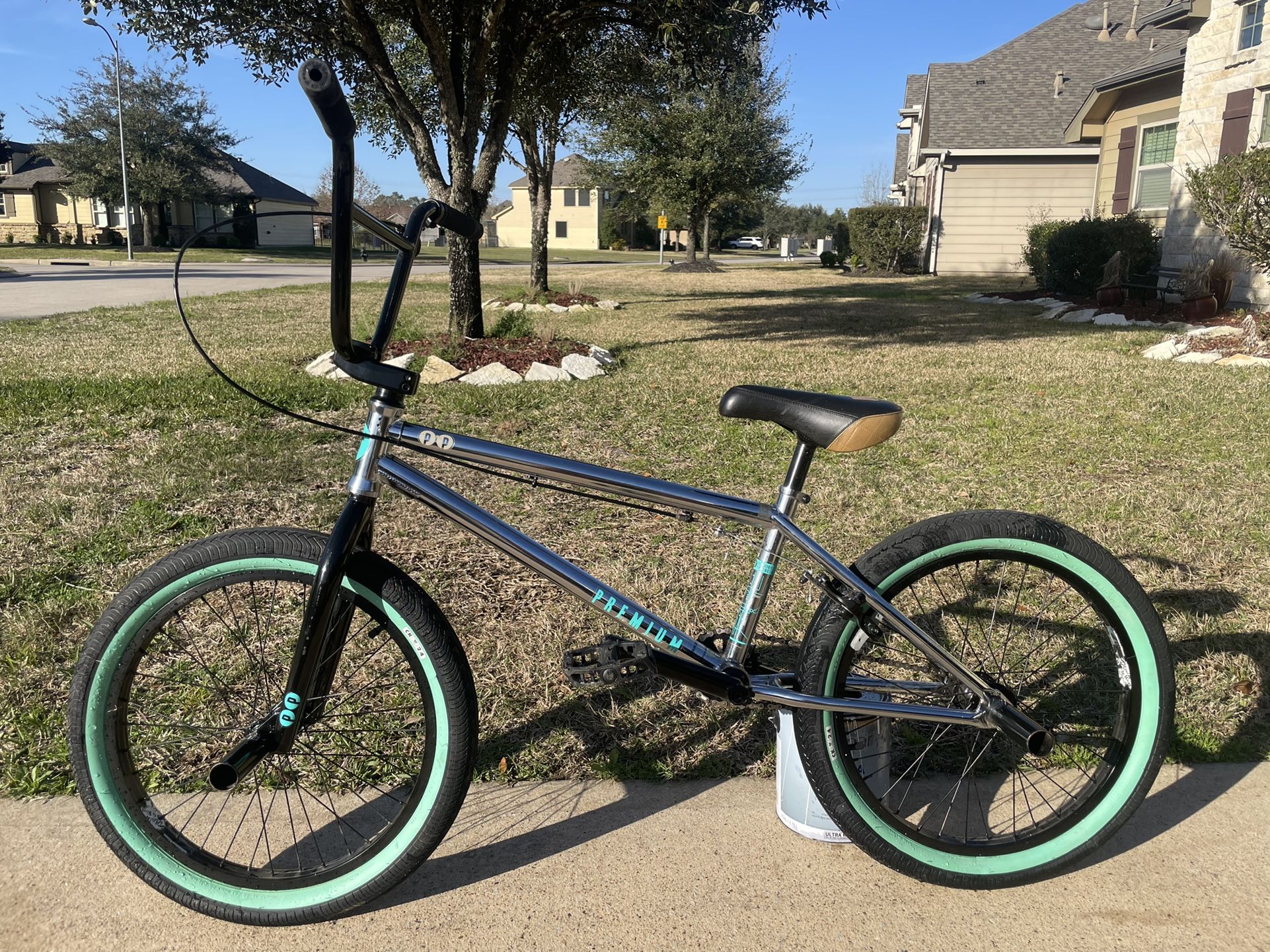 Limited Edition Premium Products Bmx Brand/ Chrome And Teal Pro Bmx Bike