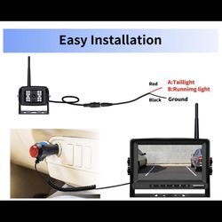 Digital Wireless Backup Camera System Kit, IP69 Waterproof Wireless Rear View Camera + 7’’ LCD Wireless Reverse Monitor for RV/Truck/Trailer/Bus/Campe