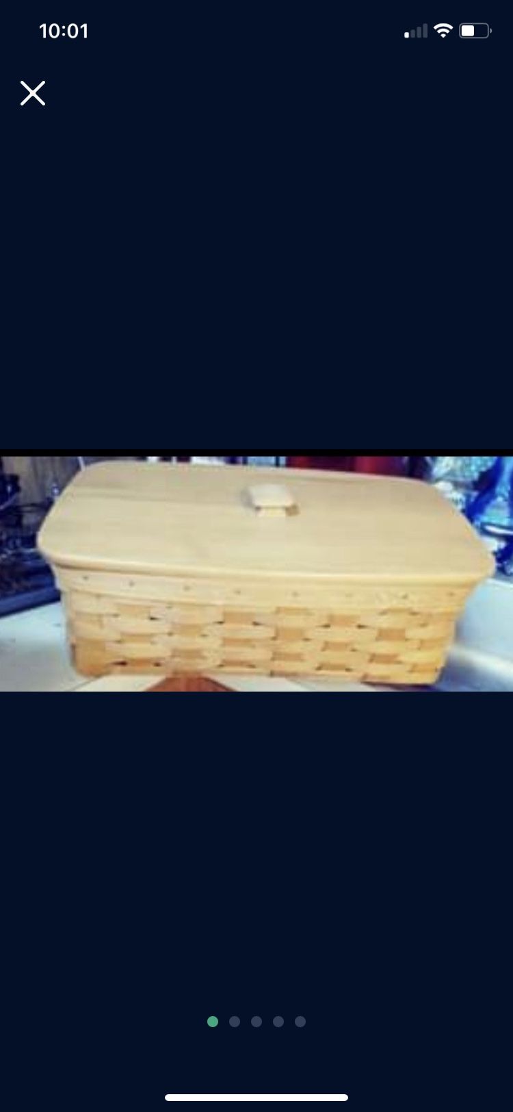 Rectangular Authentic Longaberger Basket With Hard Lid & Storage 
