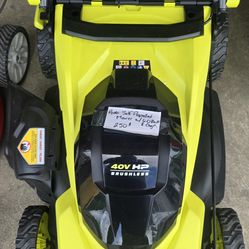 RYOBI 40V BRUSHLESS HP SELF PROPELLED MOWER WITH 6AH BATTERY AND CHARGER 250$