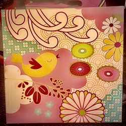 Yellow Tweety Bird And Flowers On Framed Canvas 15 X 15