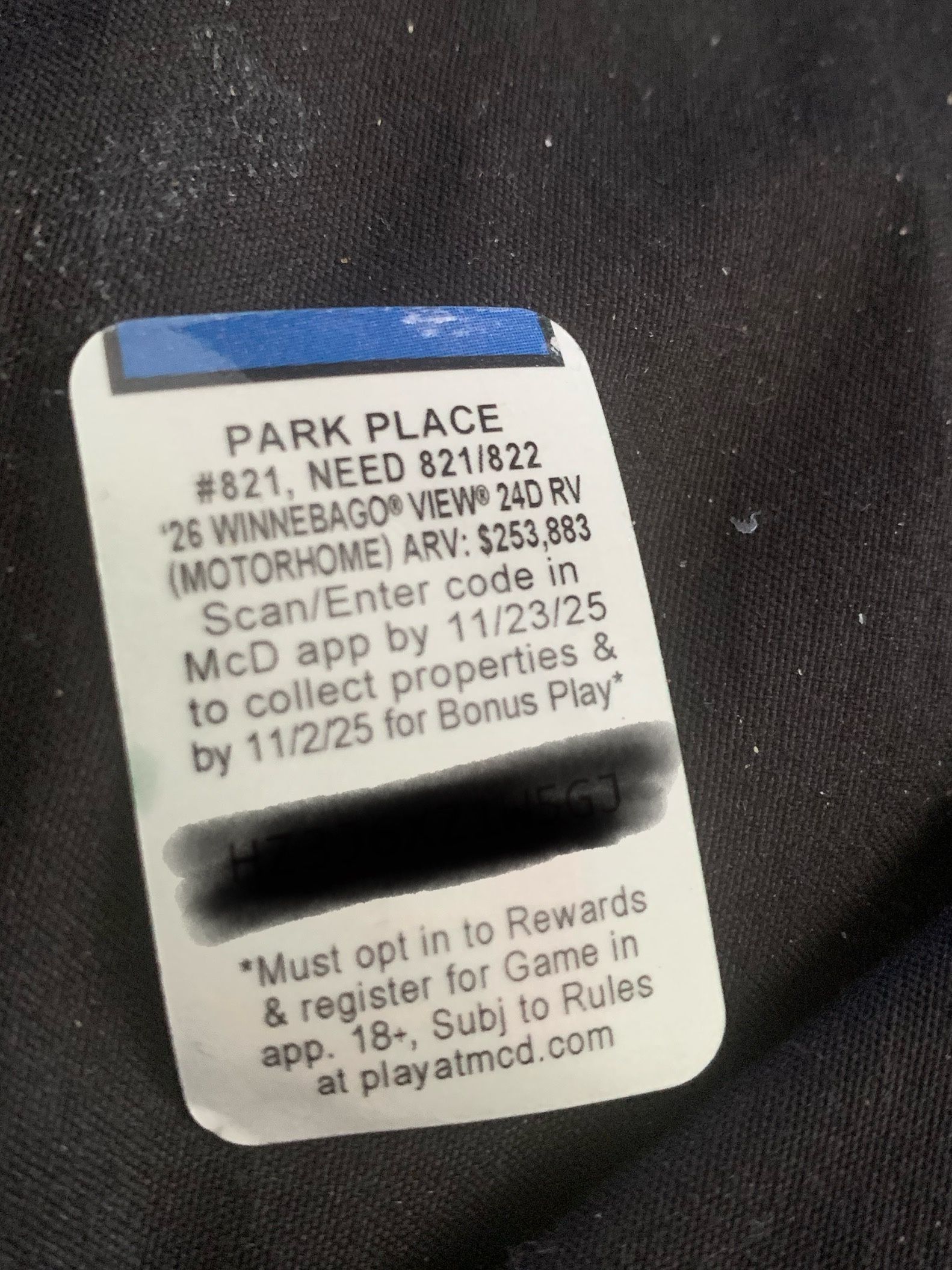 Park Place - McDonald’s Monopoly