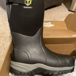 Size 8 TIDEWE Rubber Neoprene Boots Men And Women, Waterproof Sturdy 6mm Black 