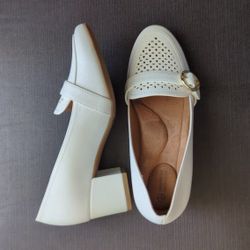White Memory Foam Low Heels