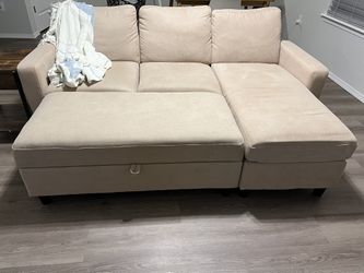 Sleeper Sectional Sofa With Storage Ottoman MUST GO BY TOMORROW!! Thumbnail
