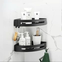 NEW OPEN BOX 2 Packs Triangle Corner Shower Caddy  Bathroom Shelf Organizer Shower Storage Rack  BLACK