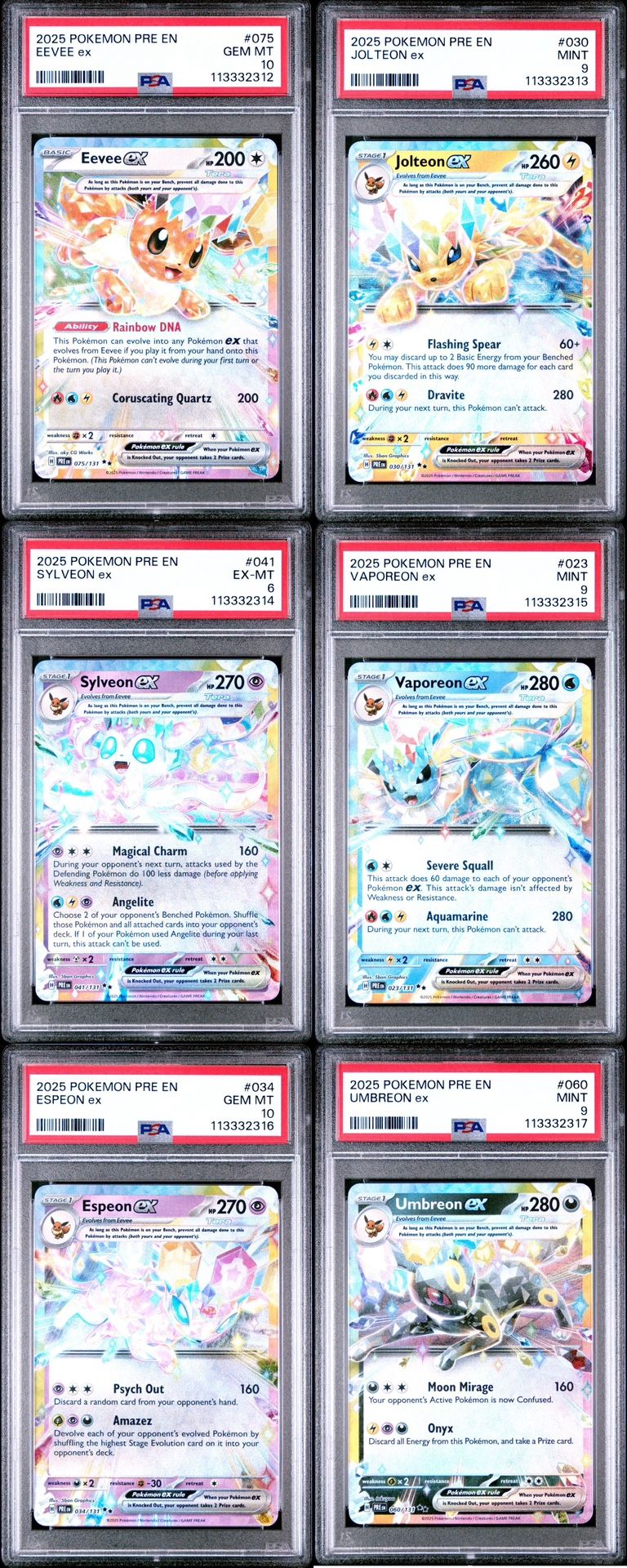 Prismatic Evolutions Ex Graded Slabs Lot (6 Slabs)