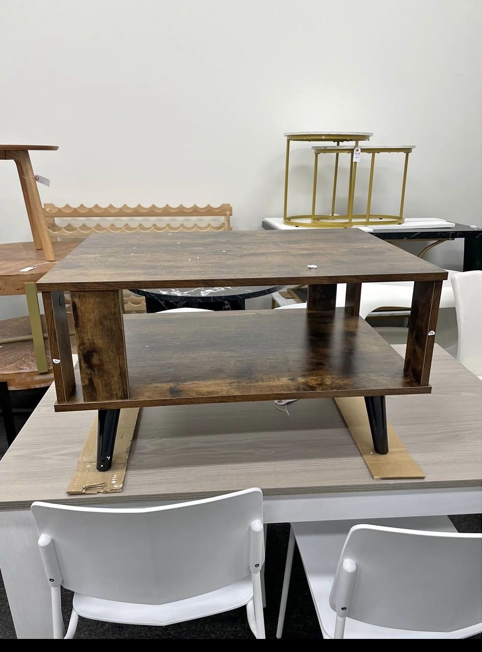 Assembled New Small Coffee Table for Living Room 2-Tier Wooden Center Table with Open Storage Shelf