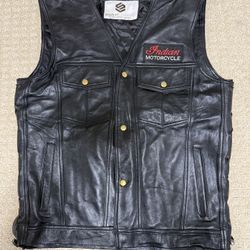 Men’s Motorcycle Leather Vest - Black Vest