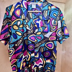 Vintage Lauren Lee Abstract Art Blouse | Size 12