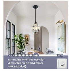 WABON Small Black Pendant Light Modern Hanging Chandelier Light Fixture, Crystal Chandeliers for Kitchen Island Bathroom Hallway Dining Room