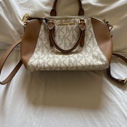 Michael Kors Ciara Medium Messenger Satchel Bag Grey/Brown