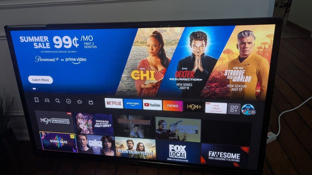 LG 65 Inch LED TV, Works With Remote