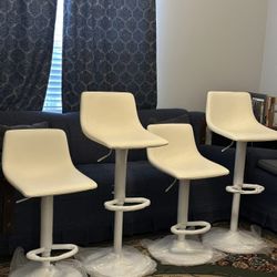 Set of 4 Modern Adjustable Barstool White