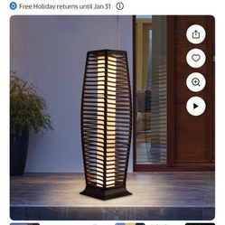 Grand Patio Outdoor Floor Lamp Solar Powered Lantern, LED, Water Resistant Resin Wicker Deck Lights for Garden, Large