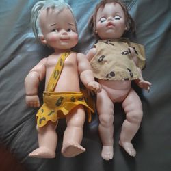 Flintstones Pebbles And Bamm Bamm Dolls 1962