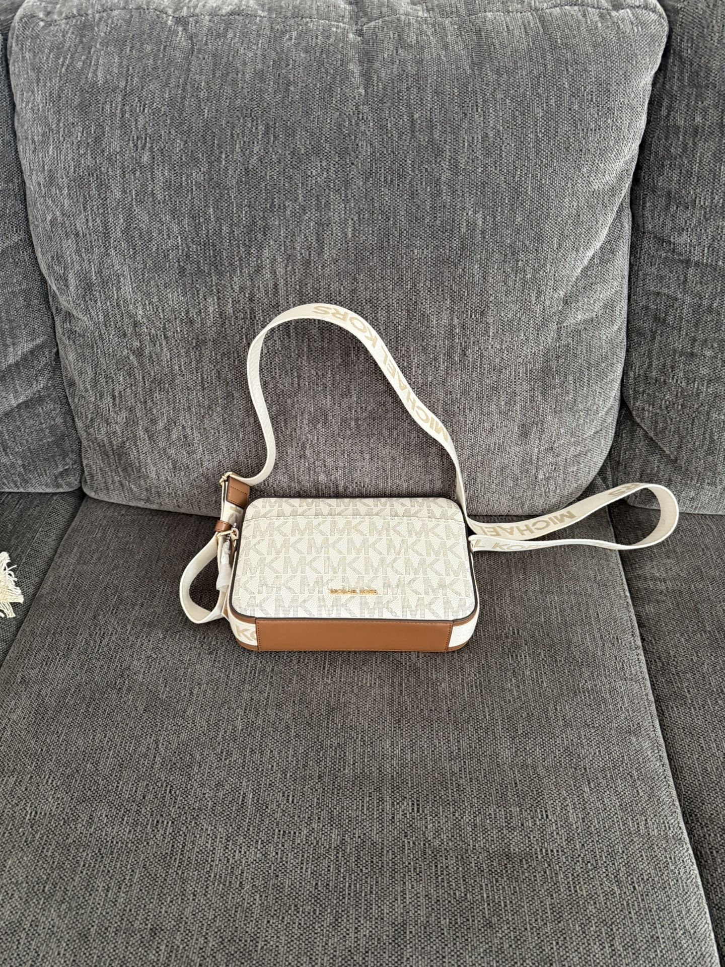 Michael Kors Cream and Brown Messenger Bag NWT