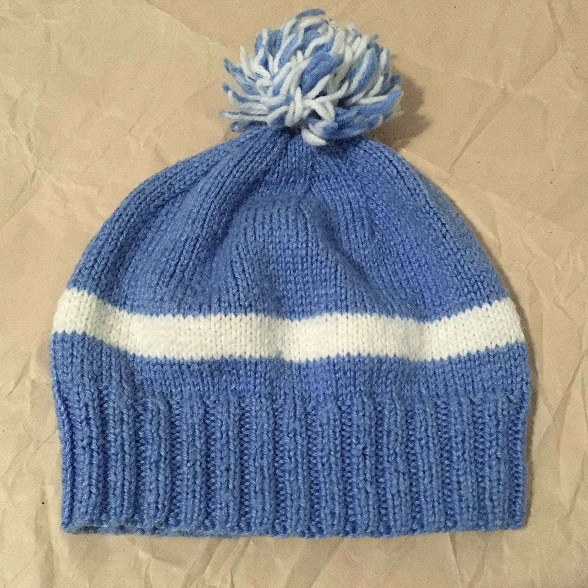 Blue and White Beanie