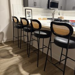 Rattan Black Bar Stools (4)