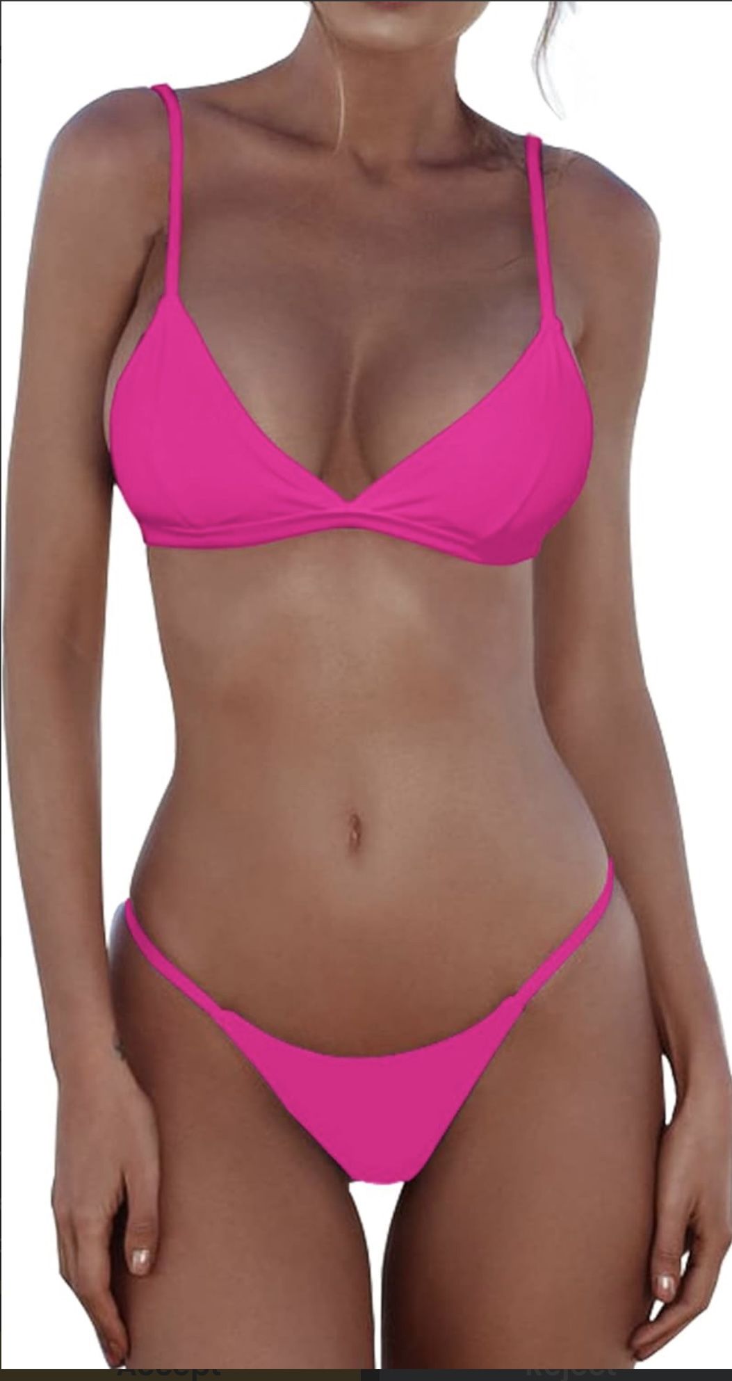 NEW Jolefille Sexy Triangle Bikini Brazilian Cheeky High Cut Swimsuit Rose Small
