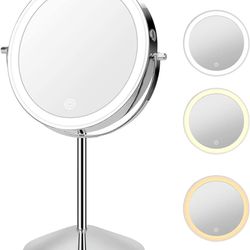 Lighted Makeup Mirror with Magnification, 10X 8’’