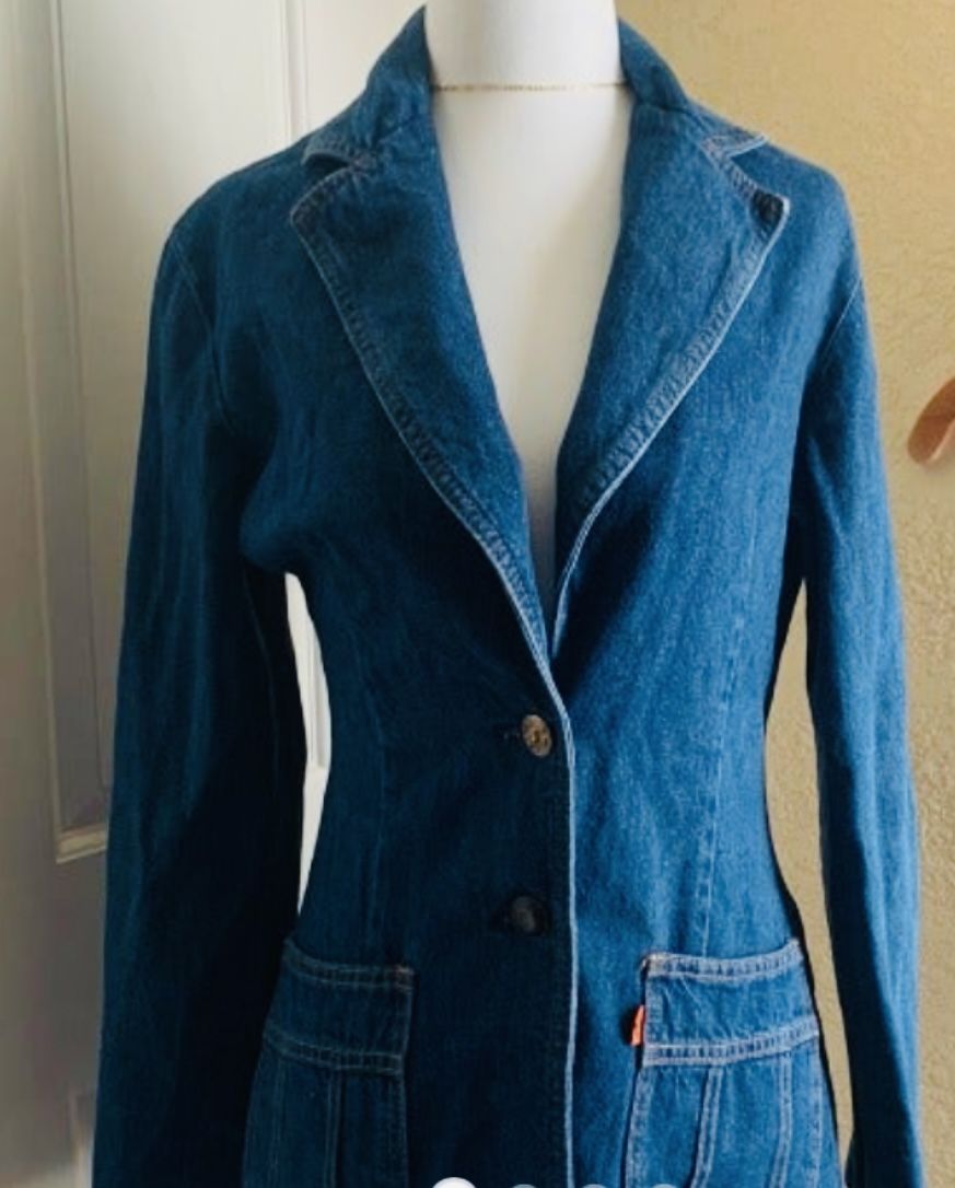 Rare Vintage 70’s Levis Women’s Denim Blazer Sz 11 Orange Tab Jacket Mint Condition!