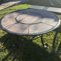 Stone & Metal Round Table 