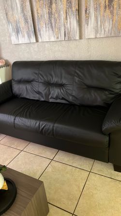 black leather sofa