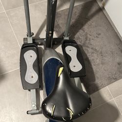 Body Champ 2-in-1 Upright Exercise Bike and Elliptical Trainer with Seat, Heart-Rate Monitor, and Programmable LCD Console