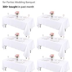 White Rectangle Banquet Table Tablecloths 