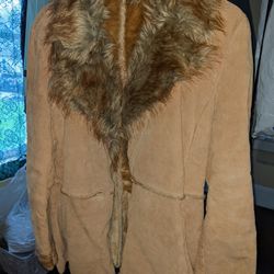 St. John's Bay Women's Suede Faux Fur Coat (Like New)