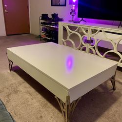 Executive White and Silver Coffee Lounge Table