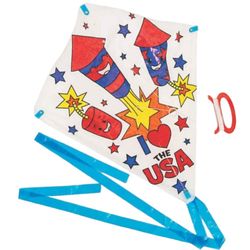 Fourth of July Patriotic Kites (5-FIVE) Color Your Own 21" x 22" ☆Complete☆ Open Box