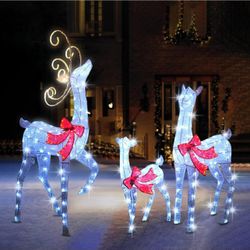 White Reindeer Family Decoration