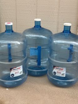 Three 5-gallon AmericanMaid water bottles