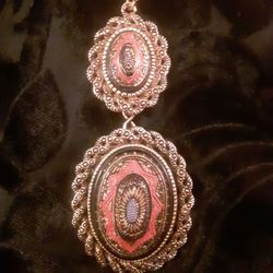 Sarah Coventry Old Vienna NECKLACE & BROOCH SET Brass & Enamel c1960