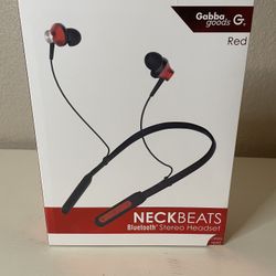 Gabba Goods Premium Neckbeats Wireless Bluetooth Ear Buds Earphones - Red