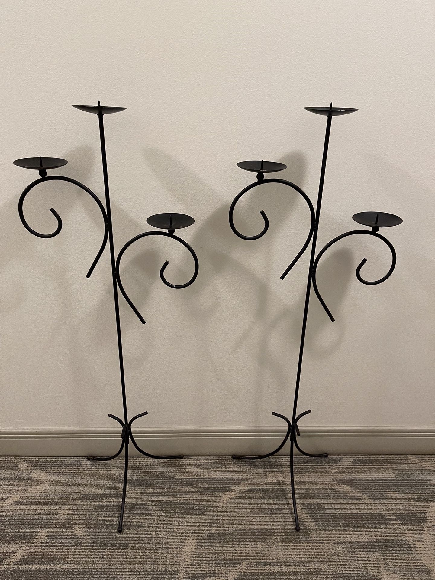 Floor-Standing 3-PILLAR CANDLE HOLDER - firm price EACH as posted, or BOTH for firm bundle price (pls see details).
