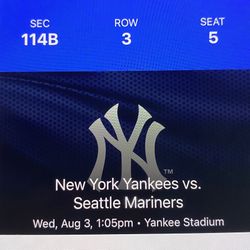 Today 1:05pm Yankees vs Mariners - Great Seats