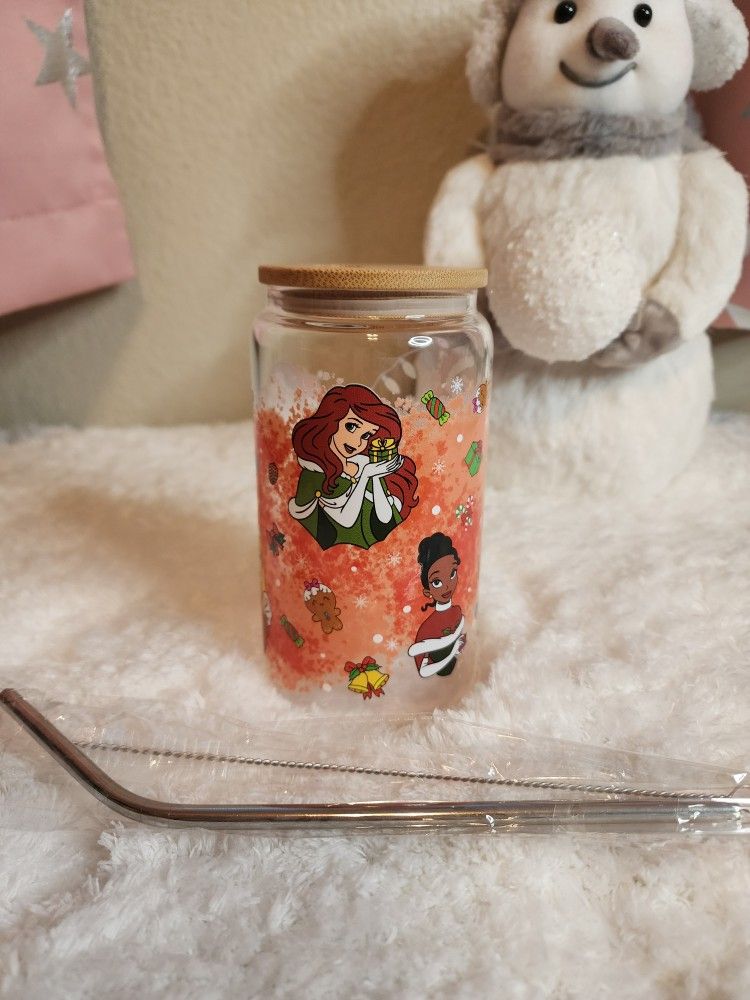 Princess Holiday Glass Cup 16oz