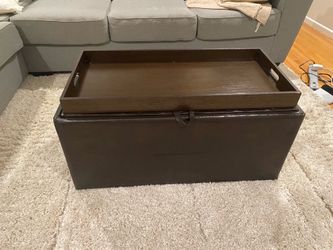 Brown ottoman/tray with storage and small seats