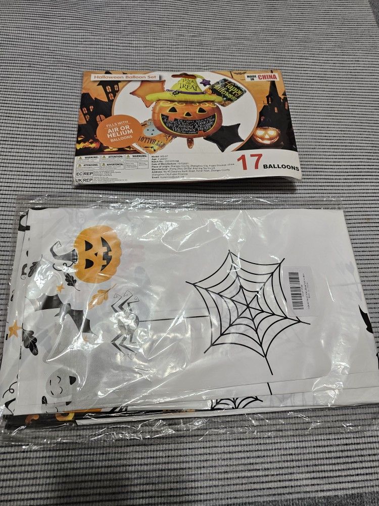 Pumpkin Halloween Party Decorations Foil Balloons Toy Ki ,And 2 pack of Tablecloth  109x52"  Supplies for Indoor, Outdoor, Garden, Yard, Halloween Dec