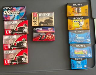 Sony 8mm Digital8 Hi8 Blank Tape 120 min, New Sealed Cassette.  New TDK 90 min cassette tape