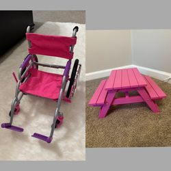 American Girl Wheelchair, Picnic Table Set