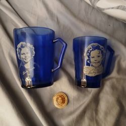 Shirley Temple 1930s Vintage Blue Glassware 