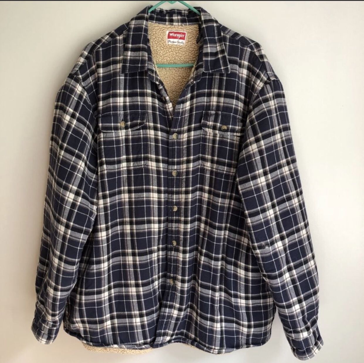 Wrangler Authentics Men’s Long Sleeve Sherpa Lined Flannel Work Shirt Jacket Size 2XL
